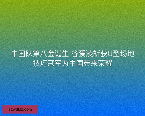 中国队第八金诞生 谷爱凌斩获U型场地技巧冠军为中国带来荣耀